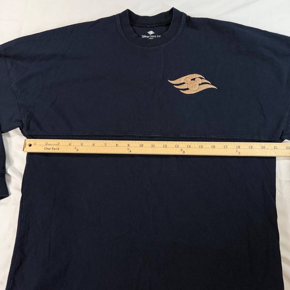 Disney Cruise Line Spirit Jersey Navy Blue Rose Gold Glitter Mickey Logo XS - Picture 6 of 10